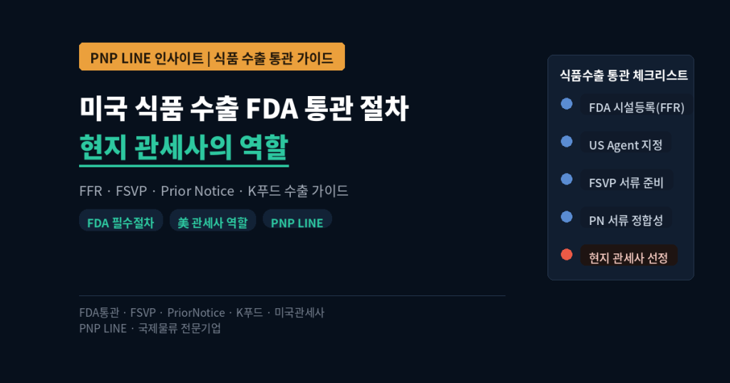 미국 식품 수출, FDA 통관 절차와 현지 관세사의 역할 K푸드 수출기업 실무 안내