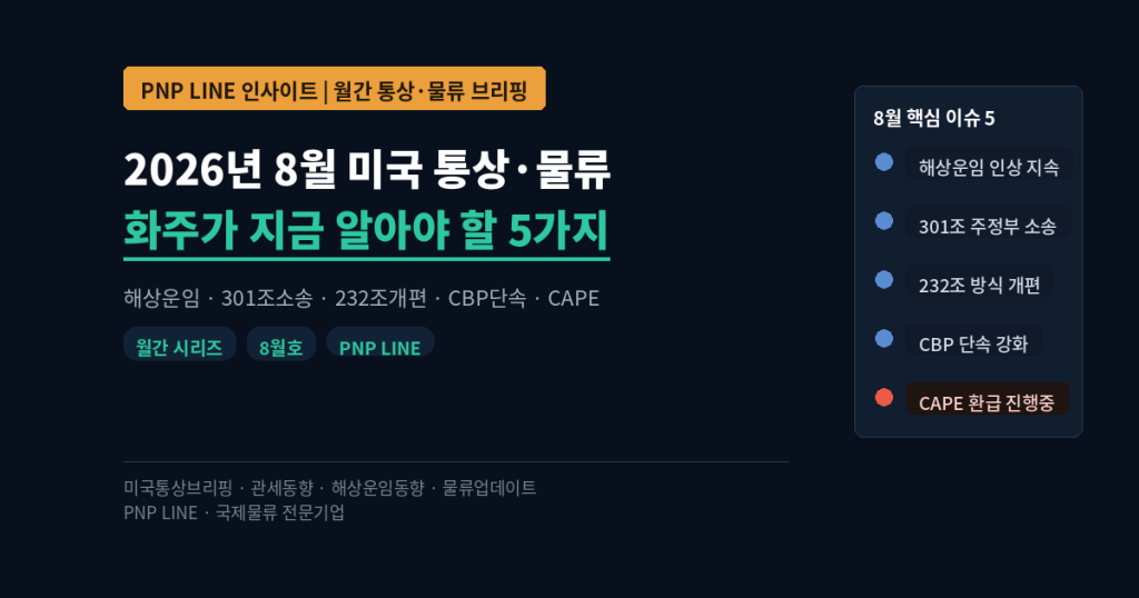2026년 8월 미국 통상·물류 월간 브리핑 화주가 지금 확인해야 할 5가지 이슈
