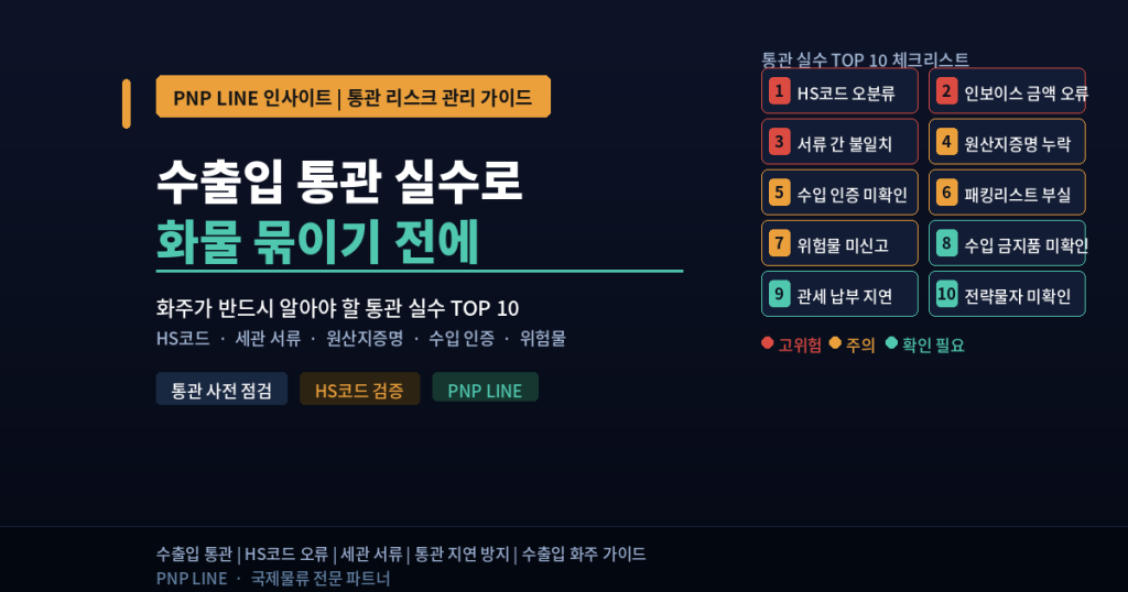 수출입 통관 실수로 화물이 묶이기 전에 — 화주가 반드시 알아야 할 통관 실수 TOP 10